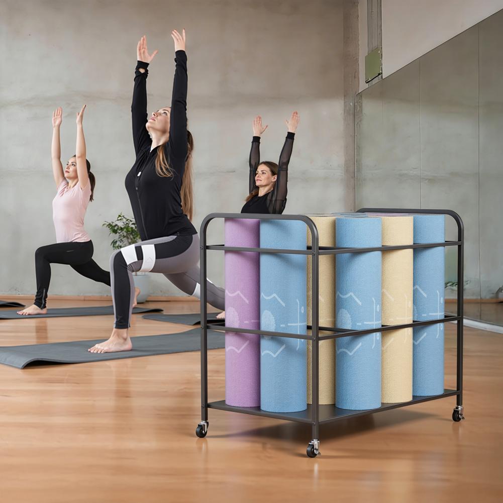 Home Gym Yoga Room - Yoga Mat Storage Rack with Wheels,