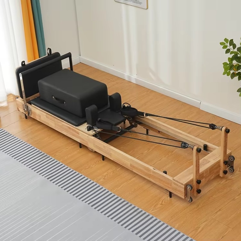 Home Gym Yoga Room - Wood Folding Pilates Reformer Set for