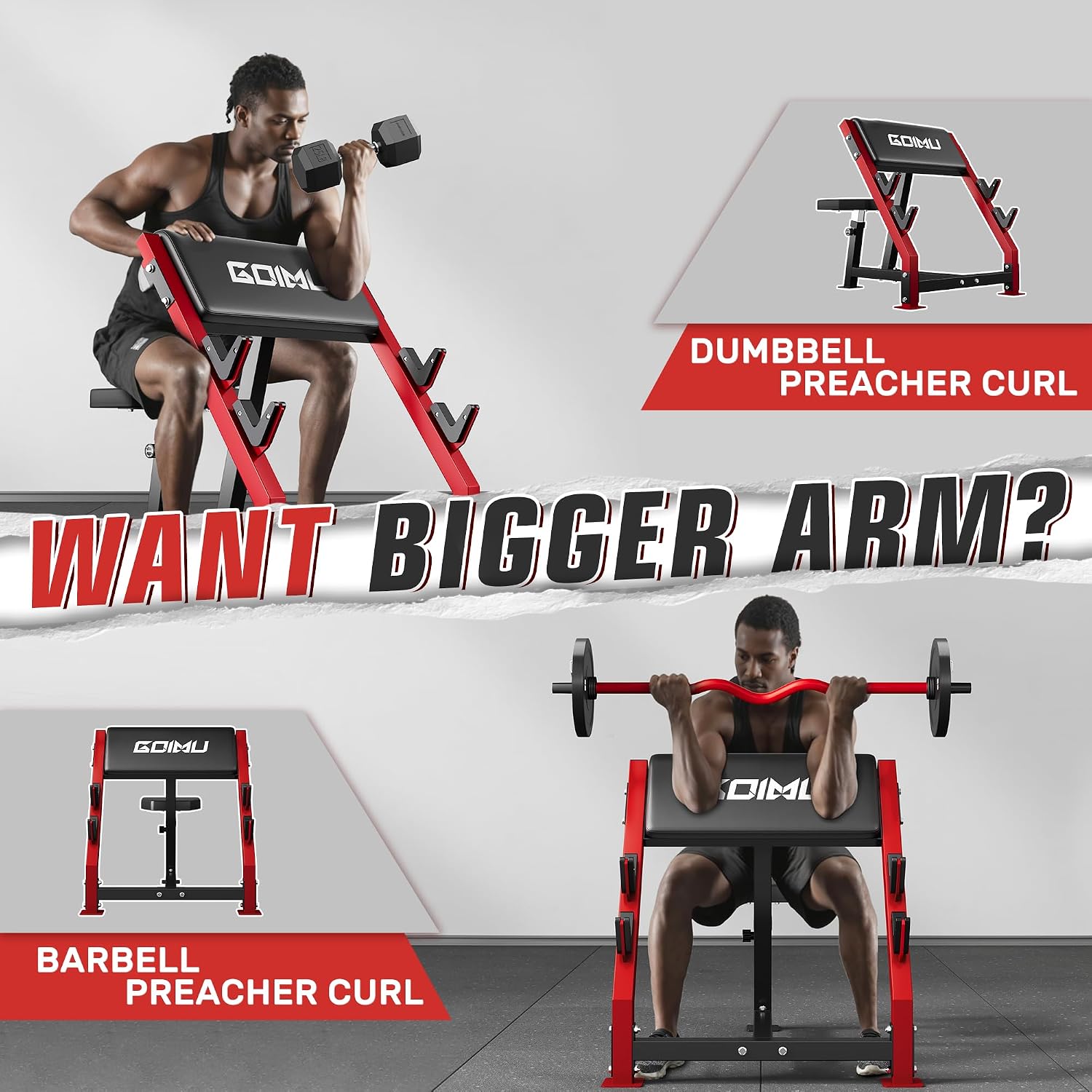 Adjustable Preacher Curl Bench - Barbell Curl Bar review and price