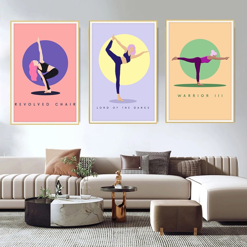 Modern Abstract Yoga Poses Pos - Home Gym Yoga Room review and price