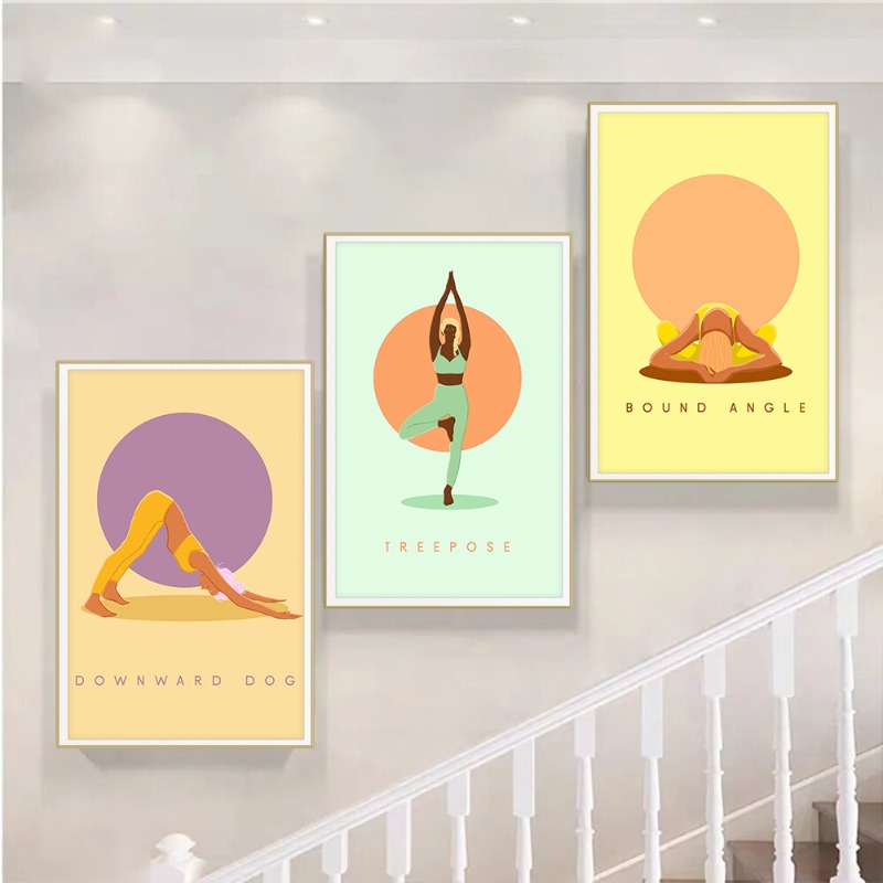 Modern Abstract Yoga Poses Pos - Home Gym Yoga Room review and price