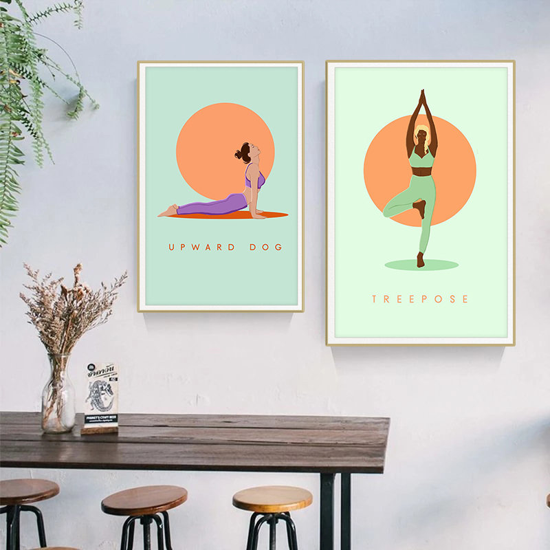Modern Abstract Yoga Poses Pos - Home Gym Yoga Room review and price