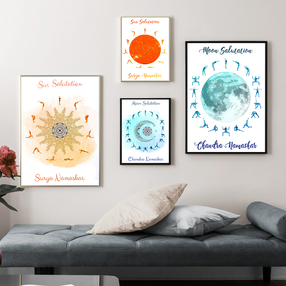 Yoga Pose Sun Moon Salutation  - Home Gym Yoga Room review and price