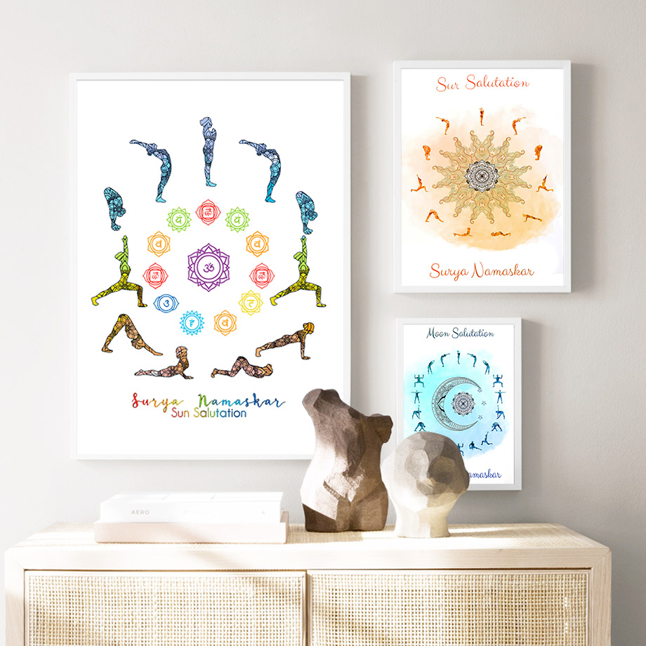 Yoga Pose Sun Moon Salutation  - Home Gym Yoga Room review and price