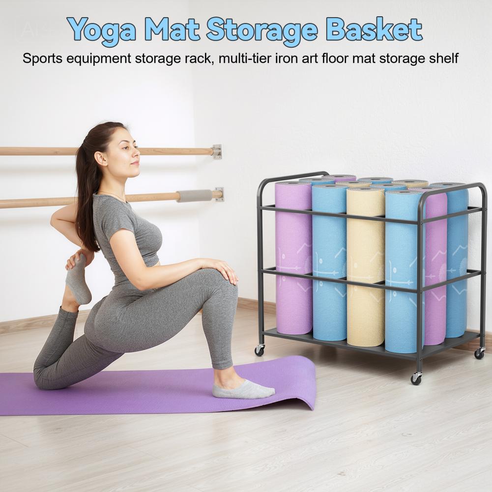 Yoga Mat Storage Rack with Whe - Home Gym Yoga Room review and price