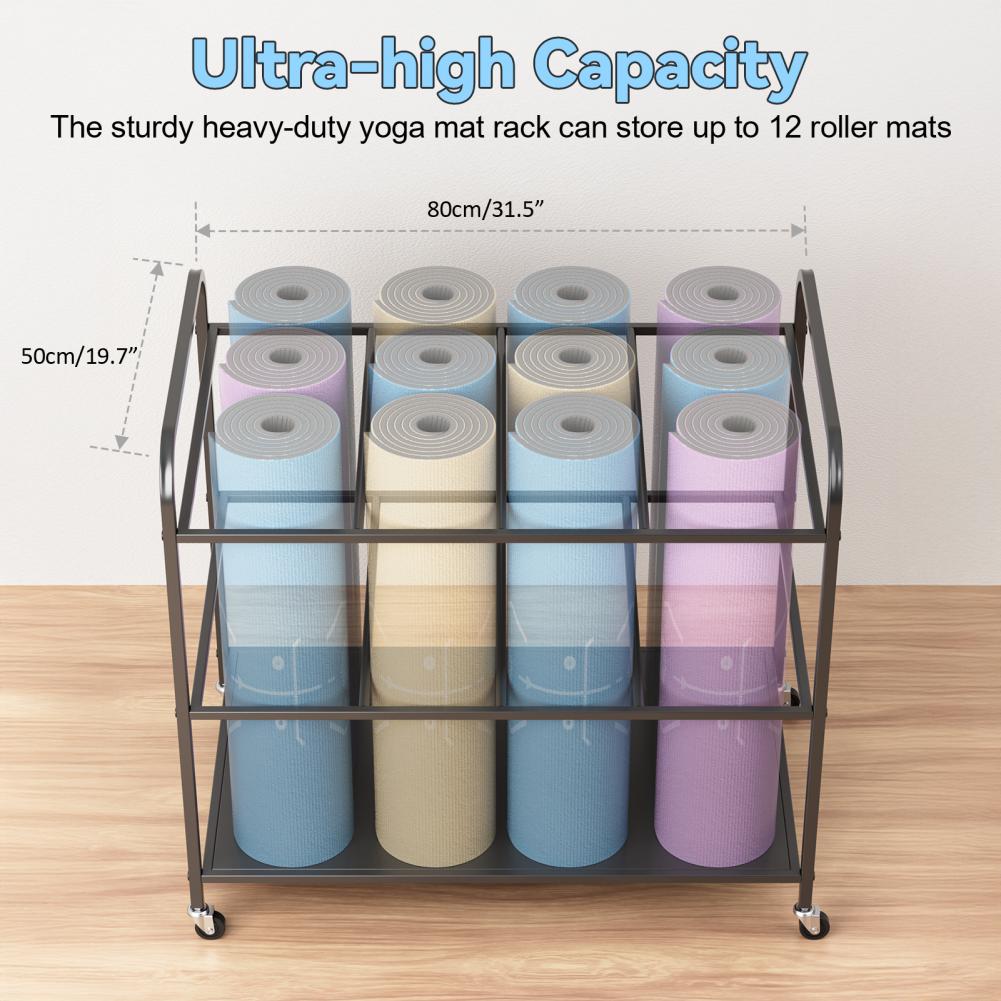 Yoga Mat Storage Rack with Whe - Home Gym Yoga Room review and price