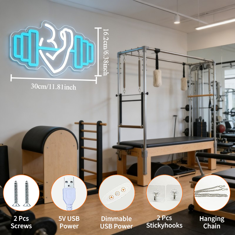 Bicep Dumbbell Neon Sign LED W - Home Gym Yoga Room review and price