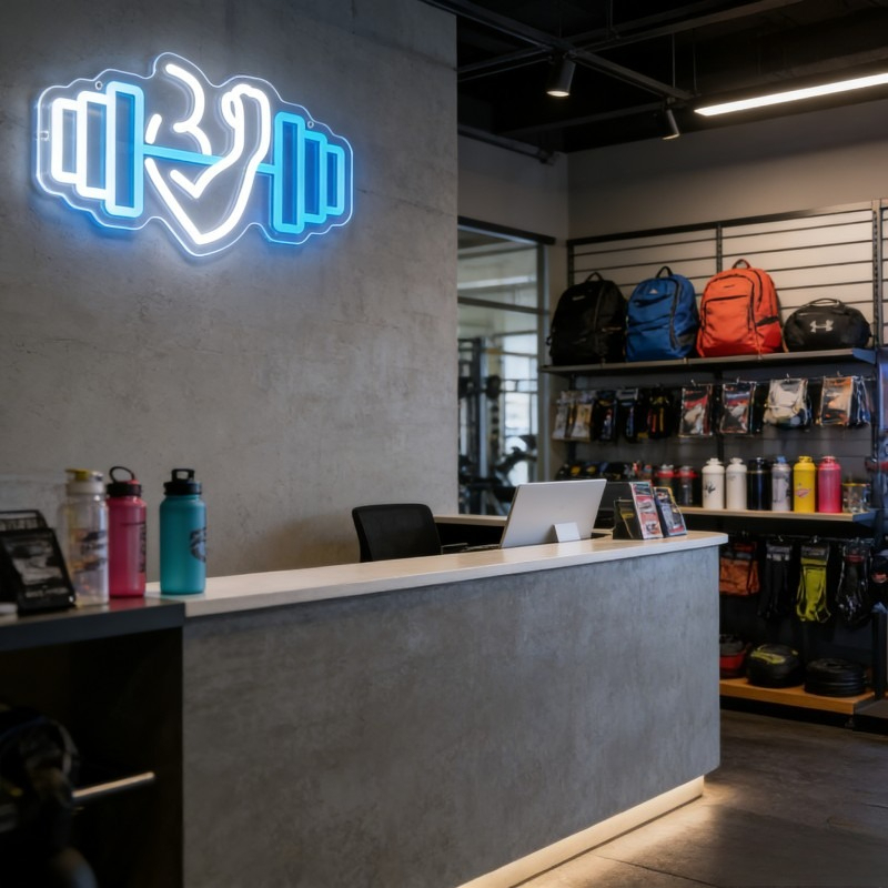 Bicep Dumbbell Neon Sign LED W - Home Gym Yoga Room review and price
